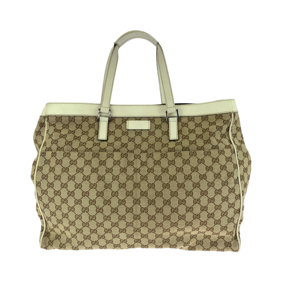 GUCCI Tote Bag 153213 GG canvas Beige White SilverMetal Tote Bag Shoulder Bag Women