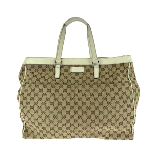 GUCCI Tote Bag 153213 GG canvas Beige White SilverMetal Tote Bag Shoulder Bag Women