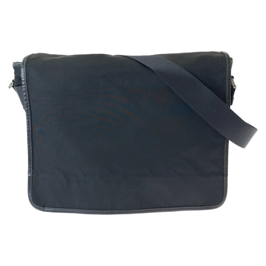PRADA Shoulder Bag Nylon Black SilverMetal Shoulder Bag Messenger bag Test Triangle With logo mens
