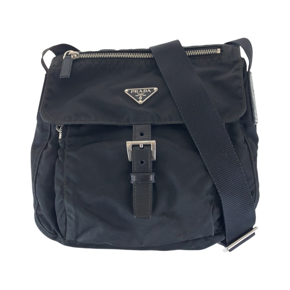 PRADA Shoulder Bag Nylon, Leather Black SilverMetal Shoulder Bag pochette Test Triangle With logo Women