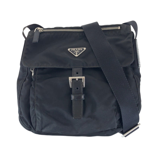 PRADA Shoulder Bag Nylon, Leather Black SilverMetal Shoulder Bag pochette Test Triangle With logo Women
