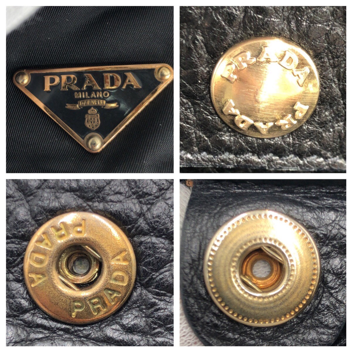 PRADA Shoulder Bag Nylon, Leather black Tote Bag Shoulder Bag Vitello Dino Tessuto Triangular logo Women