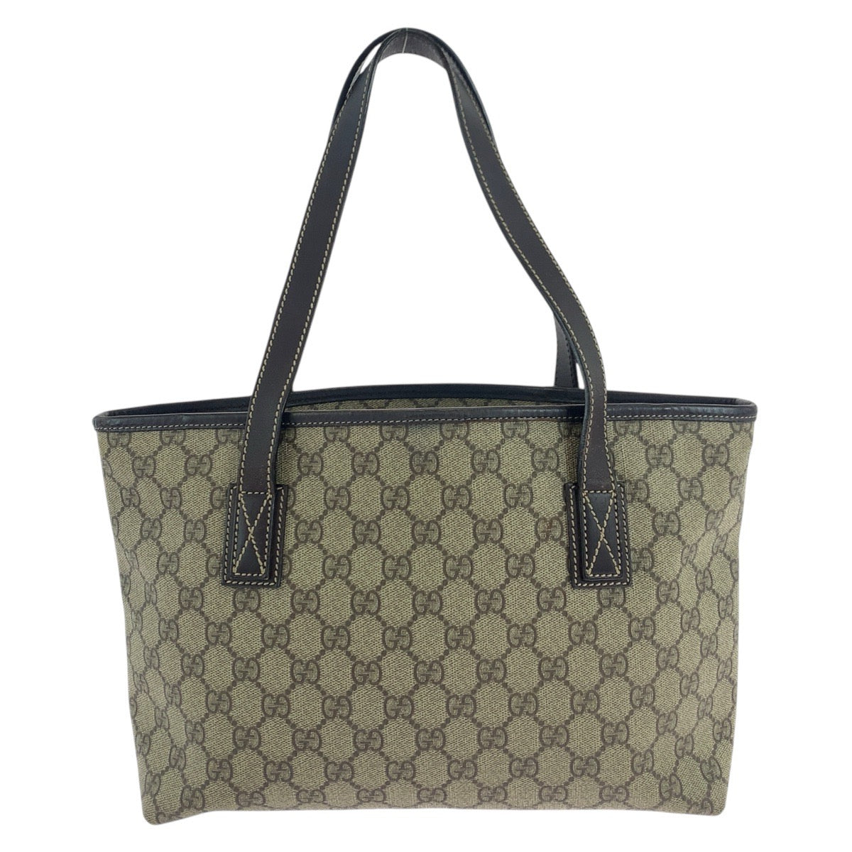 GUCCI Tote Bag 211138 GG Supreme canvas, leather Brown Silver Metal Tote Bag handbag Women