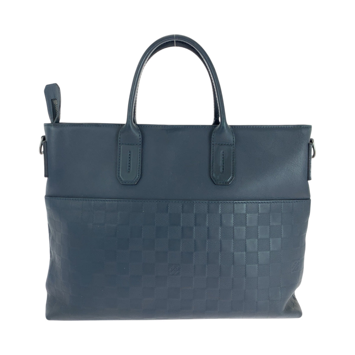 LOUIS VUITTON Business bag leather Blue Silver Metal Business bag handbag Damier Anfini 7DW Cosmos mens