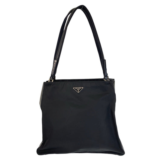 PRADA Tote Bag Nylon Black Silver Metal Tote Bag Shoulder Bag Test Triangle With logo Women