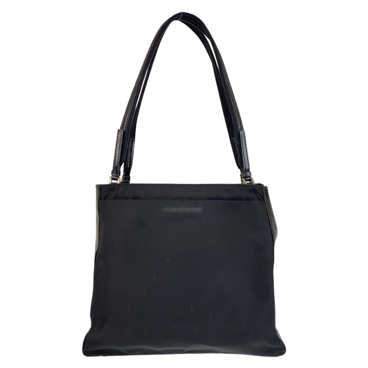 PRADA Tote Bag Nylon Black Silver Metal Tote Bag Shoulder Bag Test Triangle With logo Women - Style 2
