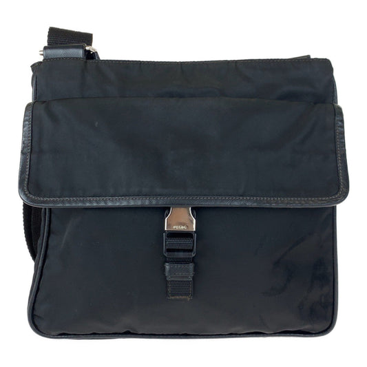 PRADA Shoulder Bag Nylon Black Silver Metal Shoulder Bag Messenger bag Triangle With logo Test mens