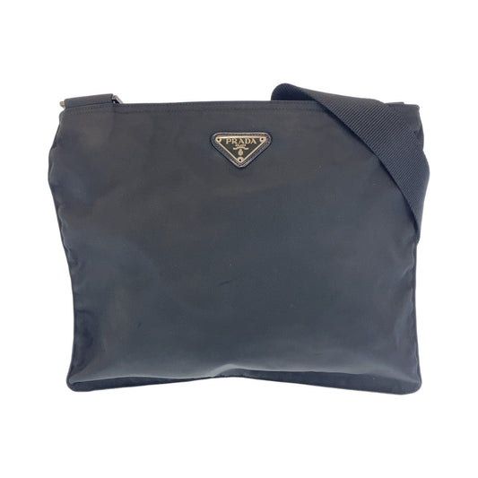 PRADA Shoulder Bag Nylon Black SilverMetal Shoulder Bag pochette Test Triangle With logo Women