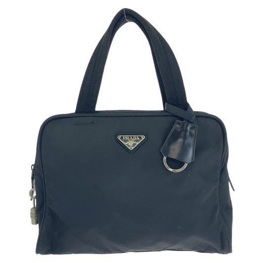 PRADA Tote Bag Nylon Black SilverMetal Tote Bag handbag Test Triangle With logo Women