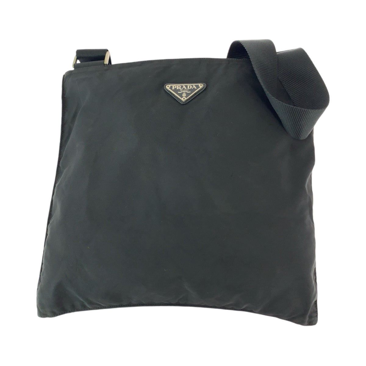 PRADA Shoulder Bag Nylon Black SilverMetal Shoulder Bag Messenger bag Test Triangle With logo Women