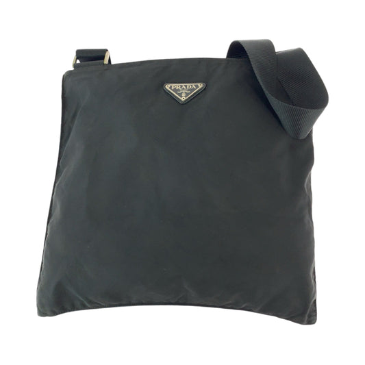 PRADA Shoulder Bag Nylon Black SilverMetal Shoulder Bag Messenger bag Test Triangle With logo Women