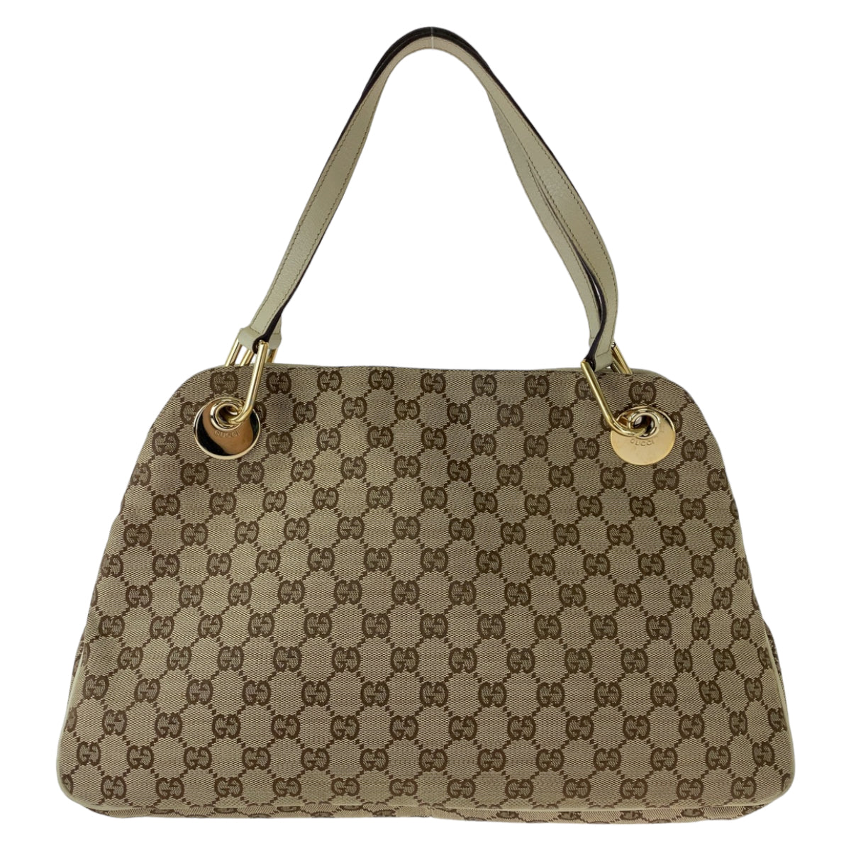 GUCCI Shoulder Bag 121023 GG canvas Beige Brown Ivory Gold Metal Shoulder Bag Tote Bag Women