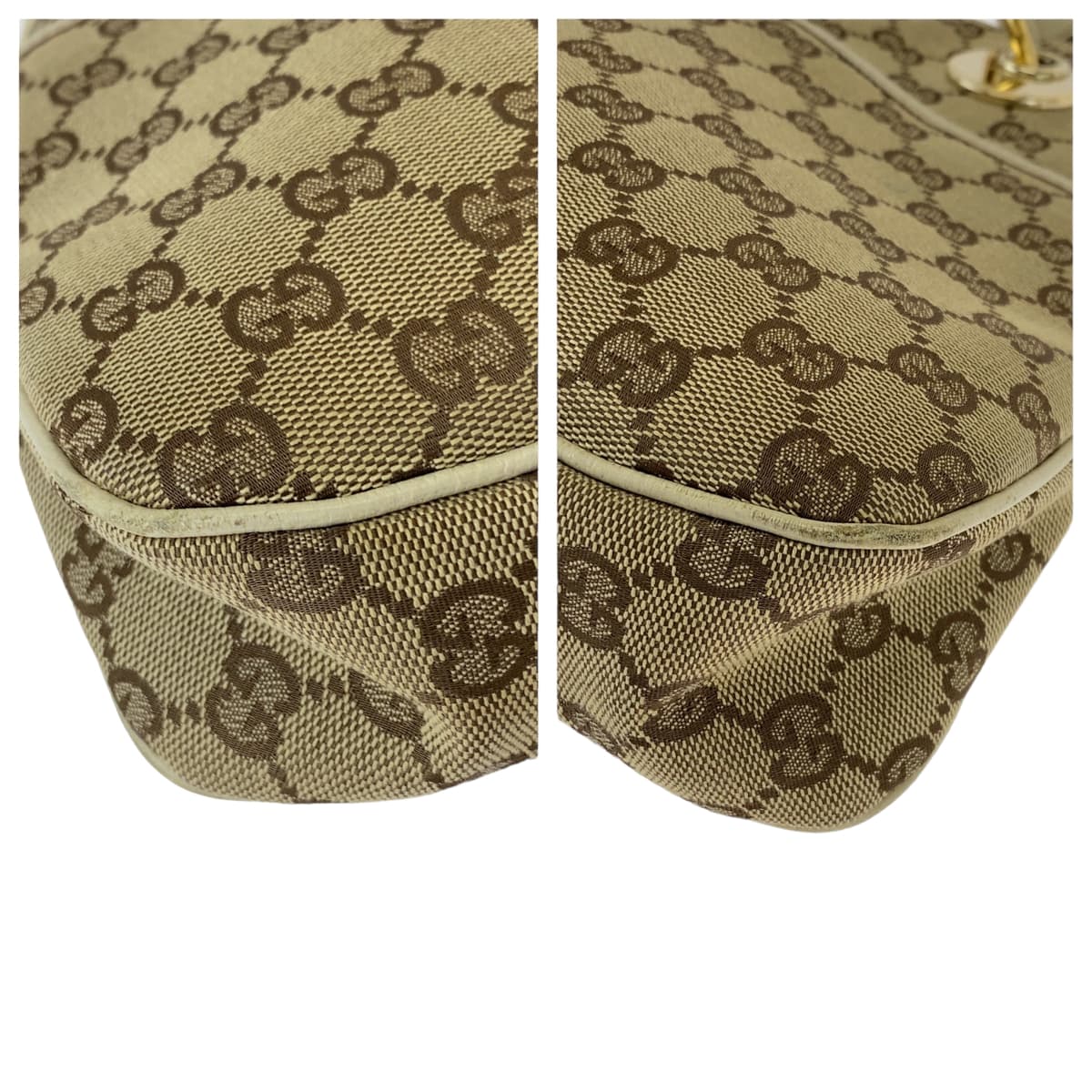 GUCCI Shoulder Bag 121023 GG canvas Beige Brown Ivory Gold Metal Shoulder Bag Tote Bag Women
