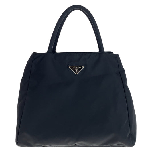 PRADA Tote Bag Nylon Black Silver Metal Tote Bag handbag Test Triangle With logo Women
