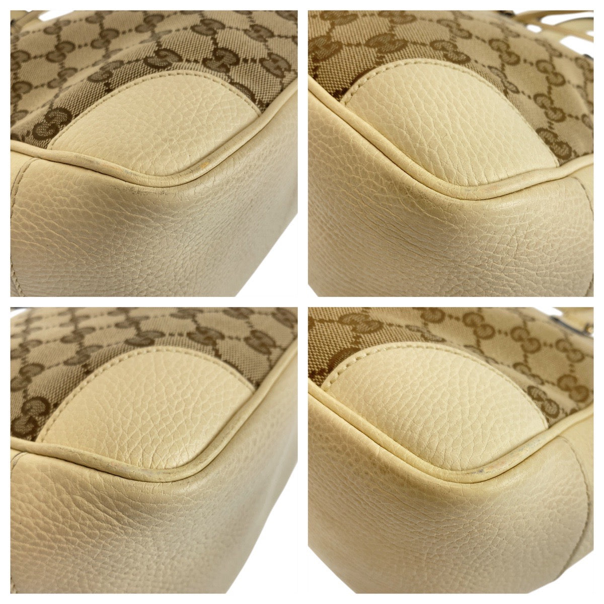 GUCCI Shoulder Bag 449241 GG canvas, leather Beige Ivory Gold Metal Shoulder Bag Handbag 2way Women