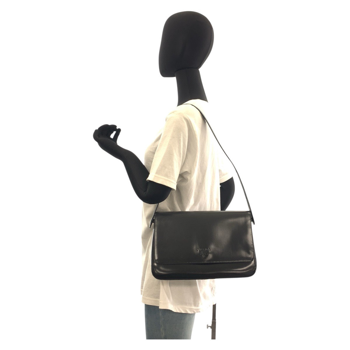 PRADA Shoulder Bag enamel Black SilverMetal Shoulder Bag handbag Women
