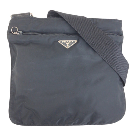 PRADA Shoulder Bag Nylon Black SilverMetal Crossbody Shoulder Bag Unisex Test Triangle With logo Women(Unisex)