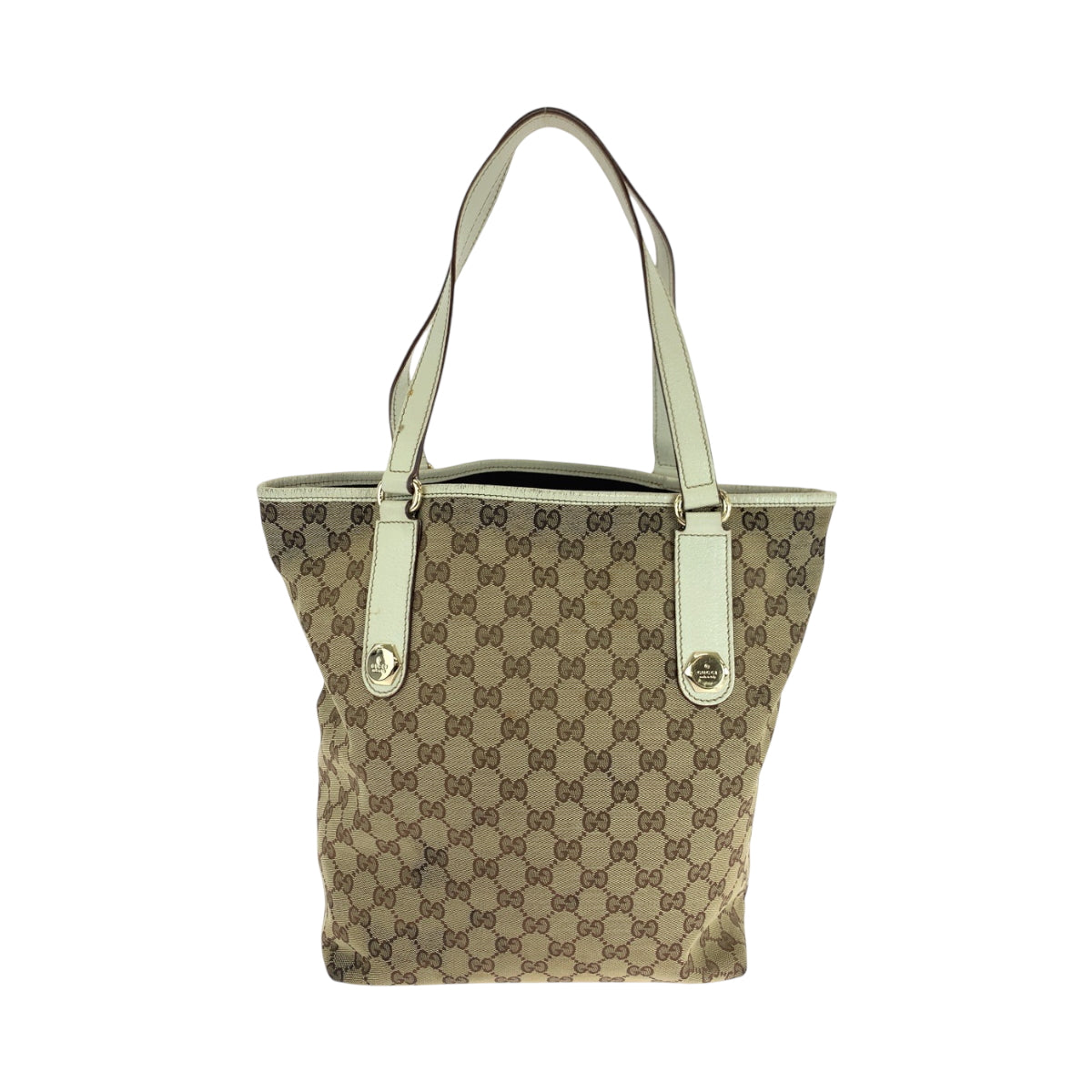 GUCCI Tote Bag 153009 GG canvas Beige White Gold Metal Tote Bag Shoulder Bag Women