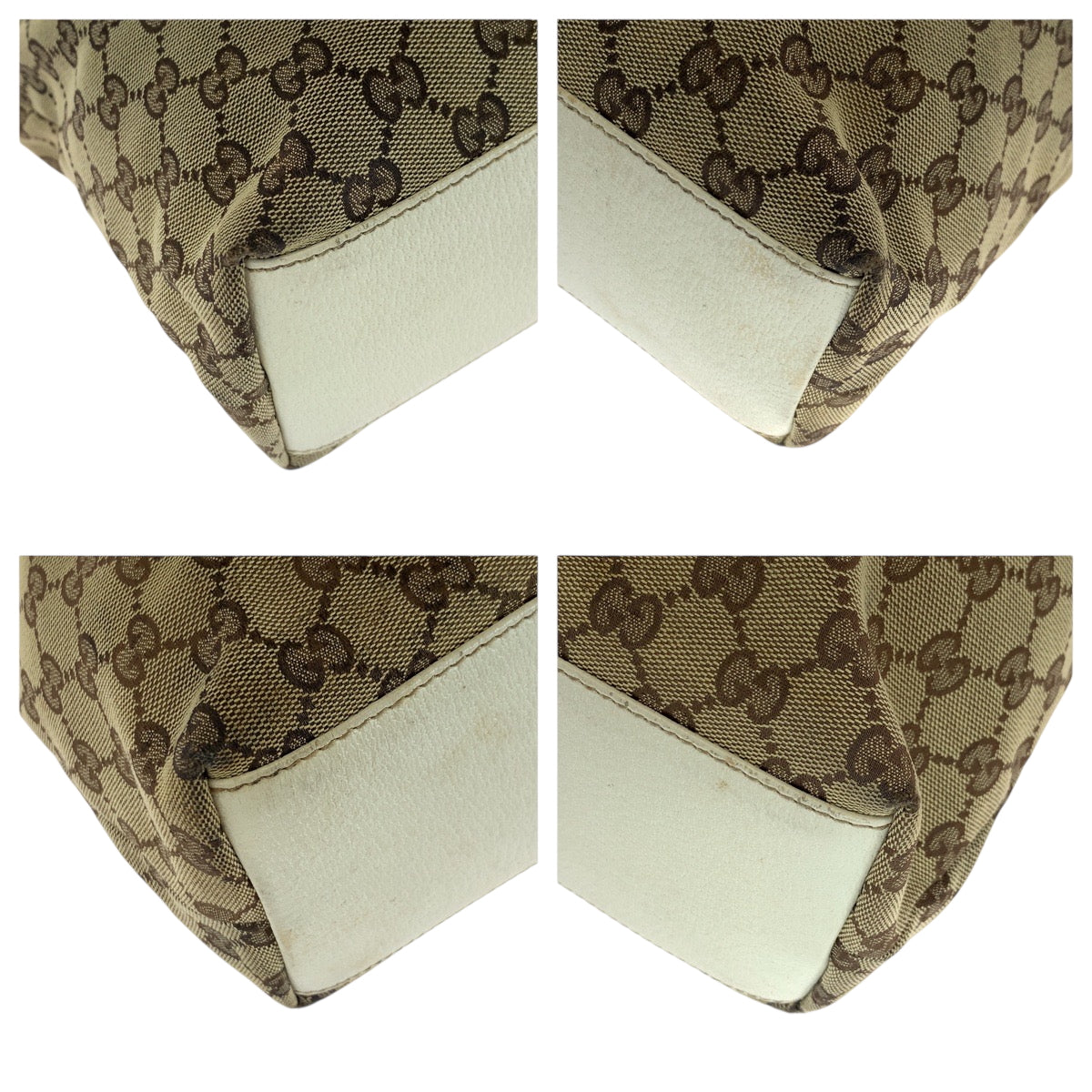 GUCCI Tote Bag 153009 GG canvas Beige White Gold Metal Tote Bag Shoulder Bag Women