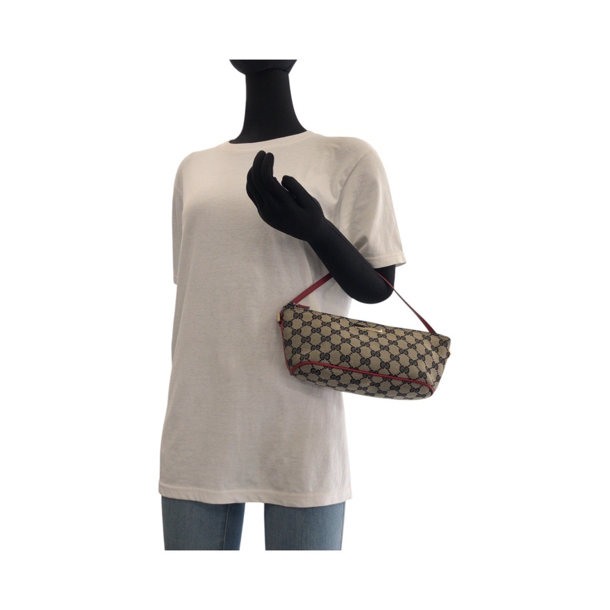 GUCCI Handbag 039 1103 GG canvas, leather Black red Handbag accessory pouch Women