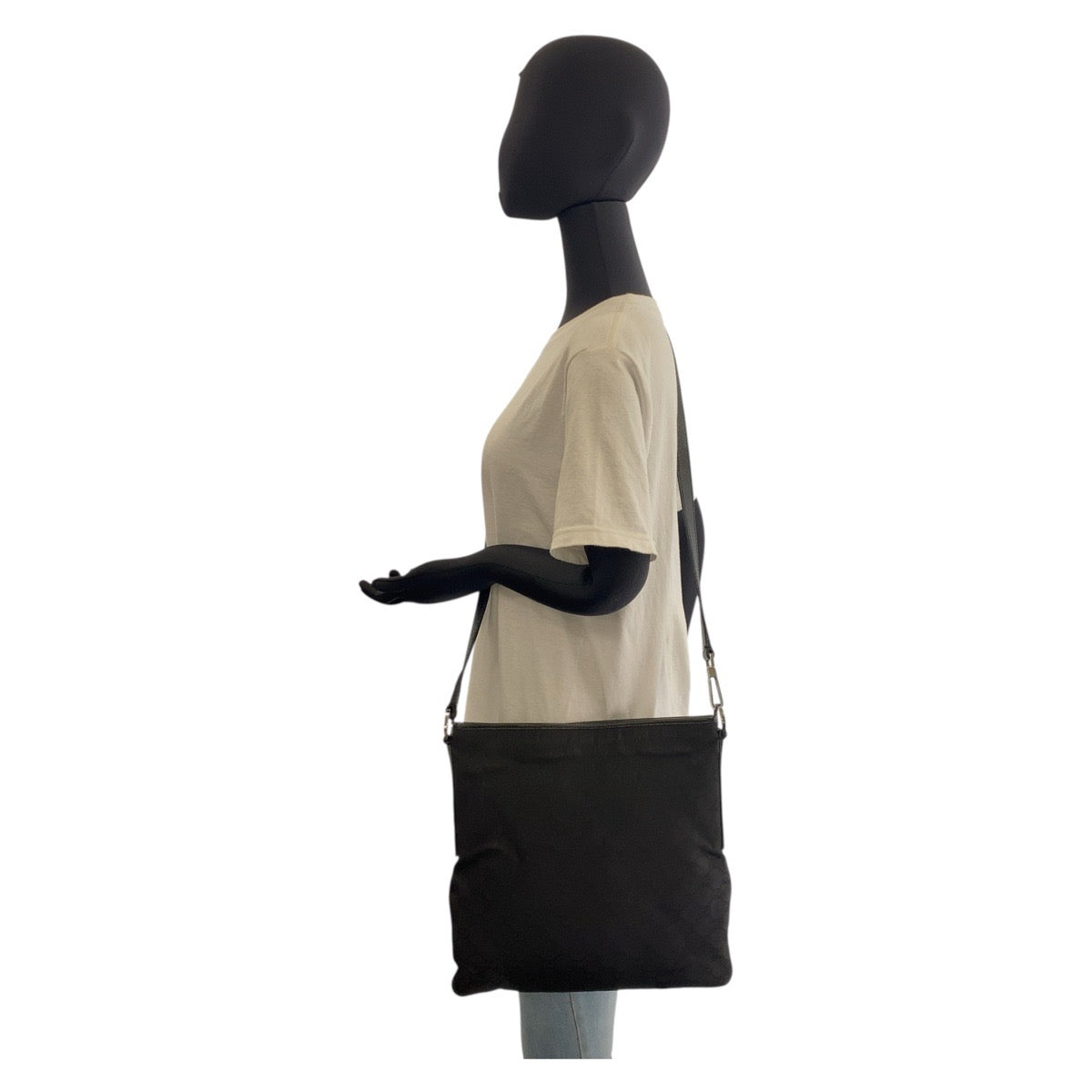 GUCCI Shoulder Bag 113013 GG canvas, leather black Messenger bag for men and women Women(Unisex)