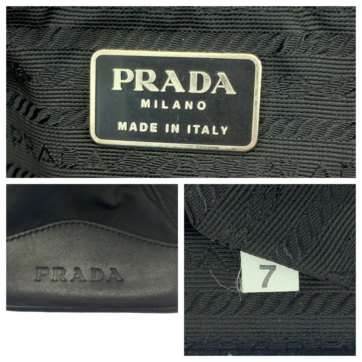 PRADA Tote Bag Nylon, Leather Black SilverMetal Tote Bag Shoulder Bag Test logo Women