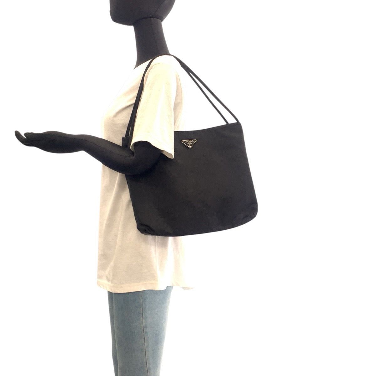 PRADA Tote Bag Nylon black Tote Bag Shoulder Bag Test Triangle With logo Women - Style 2