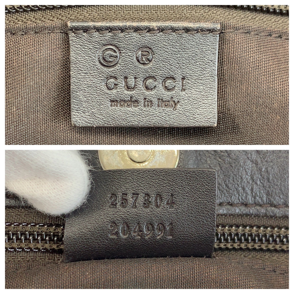 GUCCI Tote Bag 257304 Nylon, Leather Brown Silver Metal Tote Bag Shoulder Bag GG pattern Women