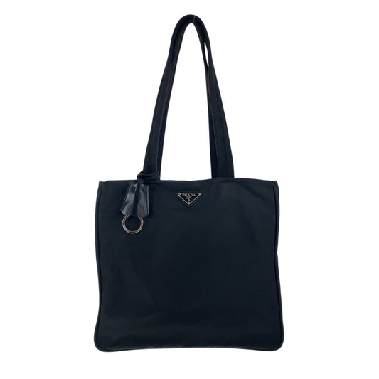 PRADA Tote Bag Nylon, Leather black Tote Bag Shoulder Bag Test Triangle With logo Women