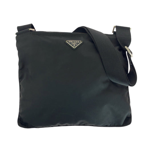 PRADA Shoulder Bag Nylon Black SilverMetal Shoulder Bag Sacoche Test Triangle With logo Women