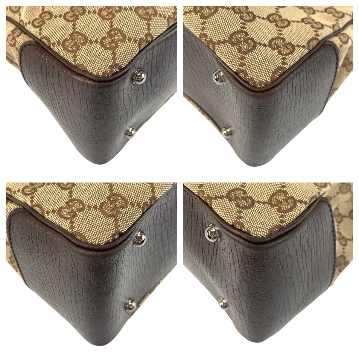 GUCCI Tote Bag 112526 GG canvas Beige Brown SilverMetal Tote Bag Shoulder Bag Bamboo Women