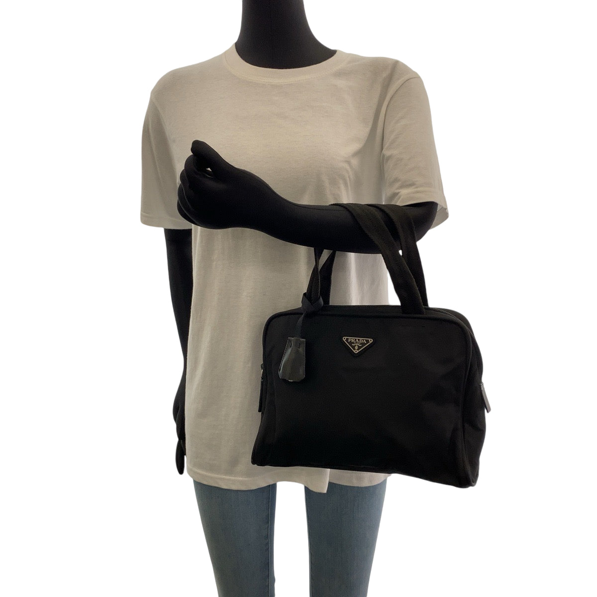 PRADA Handbag Nylon black Handbag Shoulder Bag Triangle With logo Women