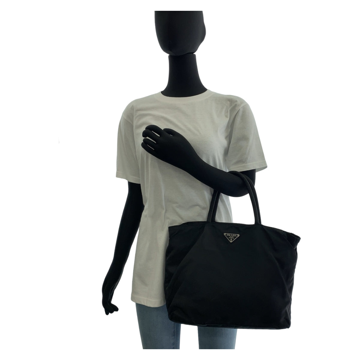 PRADA Tote Bag Nylon black Tote Bag handbag Test Triangle With logo Women - Style 3
