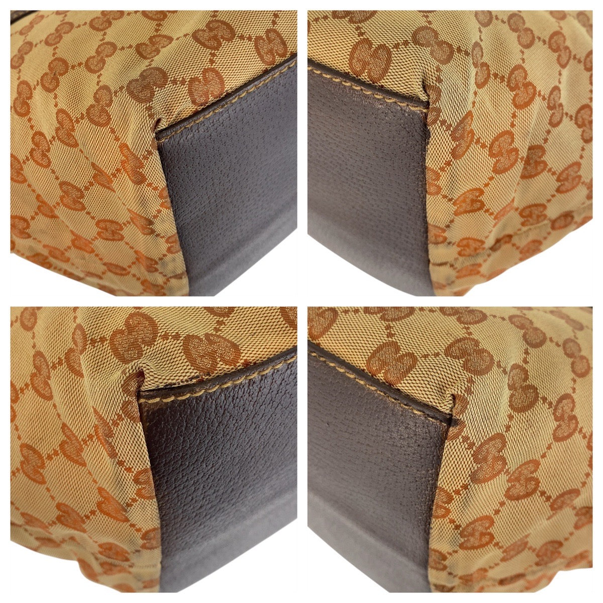 GUCCI Tote Bag 131228 GG canvas, leather Beige brown Tote Bag handbag Sherry line Women
