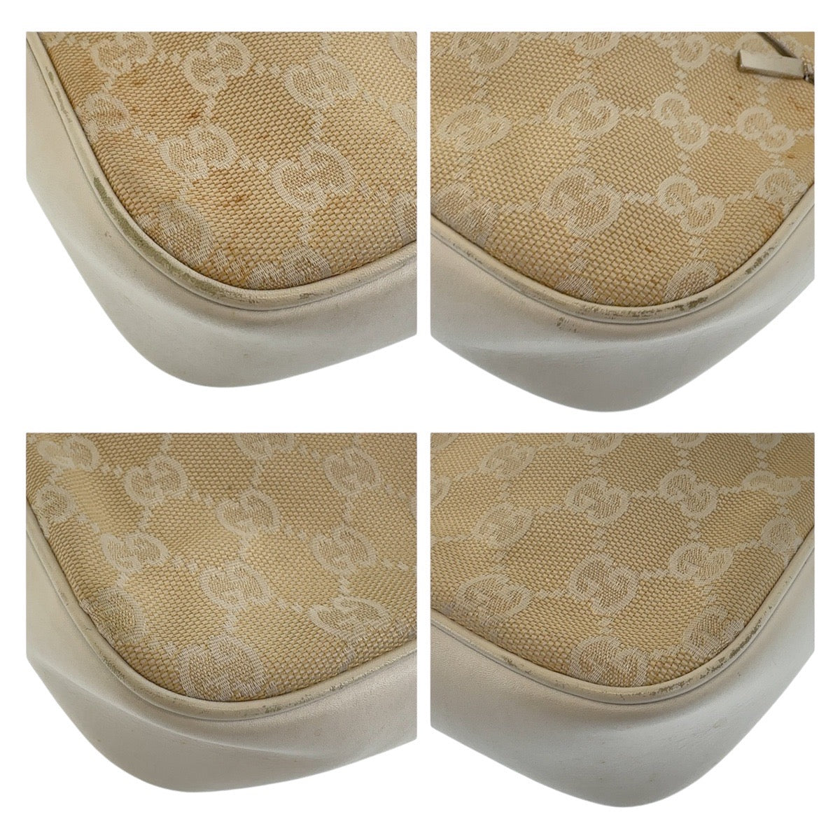 GUCCI Shoulder Bag 001 3870 GG canvas, leather White beige Shoulder Bag Handbag Accessory Pouch Bamboo Women