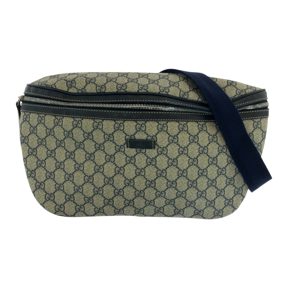 GUCCI Shoulder Bag 211110 GG Supreme Canvas Beige Navy SilverMetal
