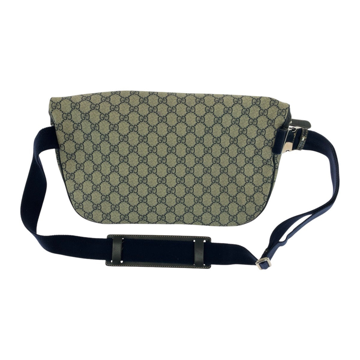GUCCI Shoulder Bag 211110 GG Supreme Canvas Beige Navy SilverMetal