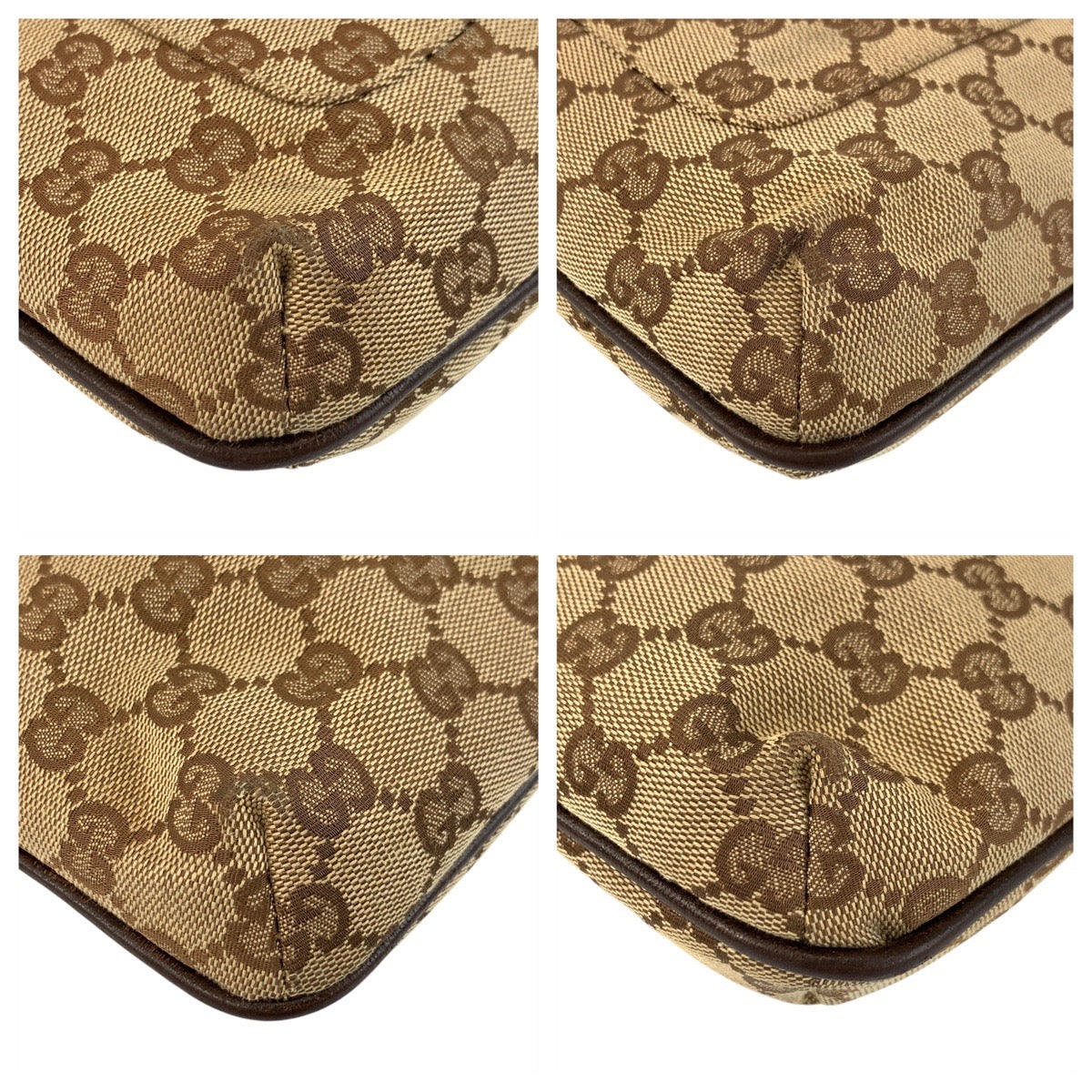 GUCCI Shoulder Bag 122793 GG canvas, leather Beige Brown SilverMetal Shoulder Bag pochette Women