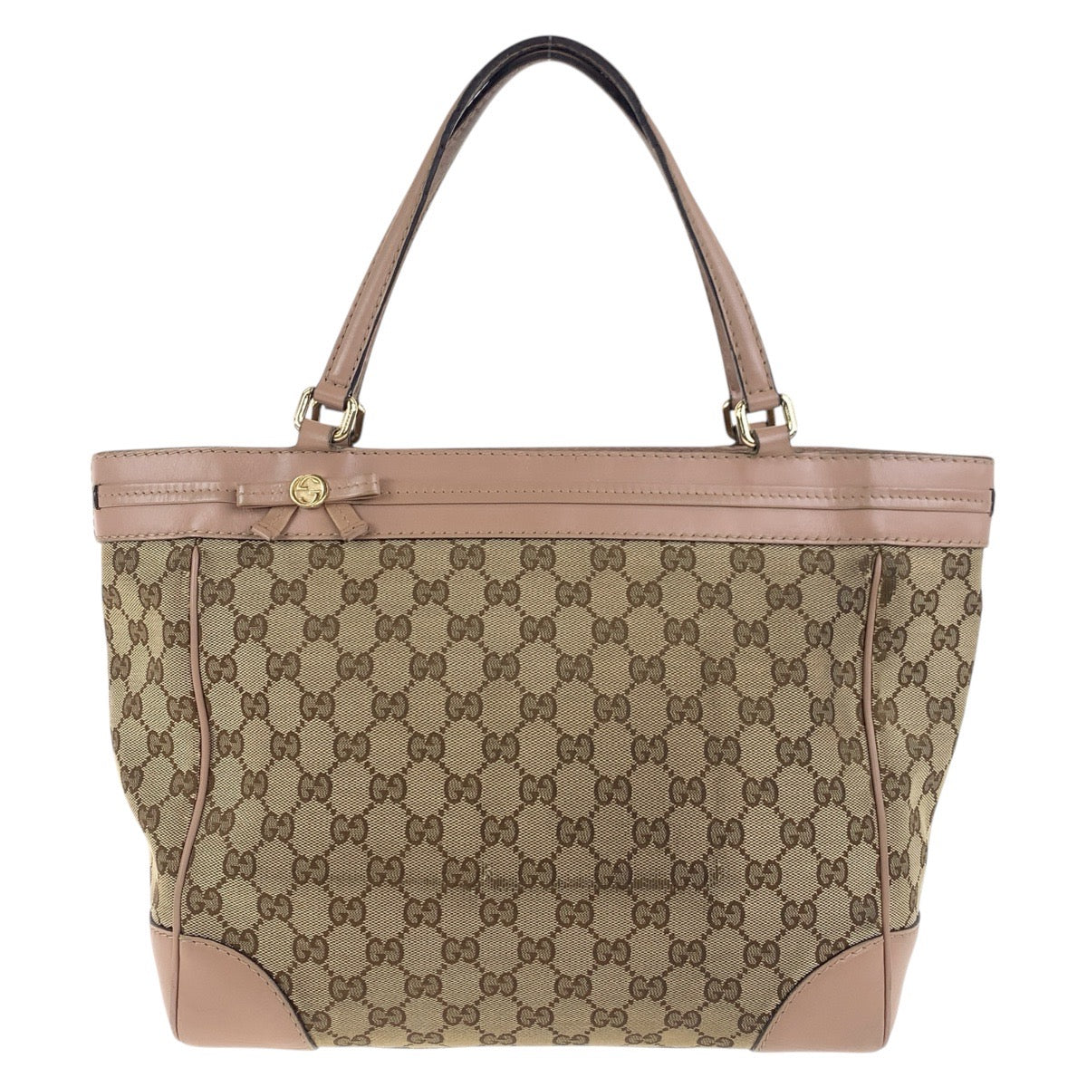 GUCCI Tote Bag 257061 GG canvas, leather Pink Brown Gold Metal Tote Bag Shoulder Bag Pretty Women