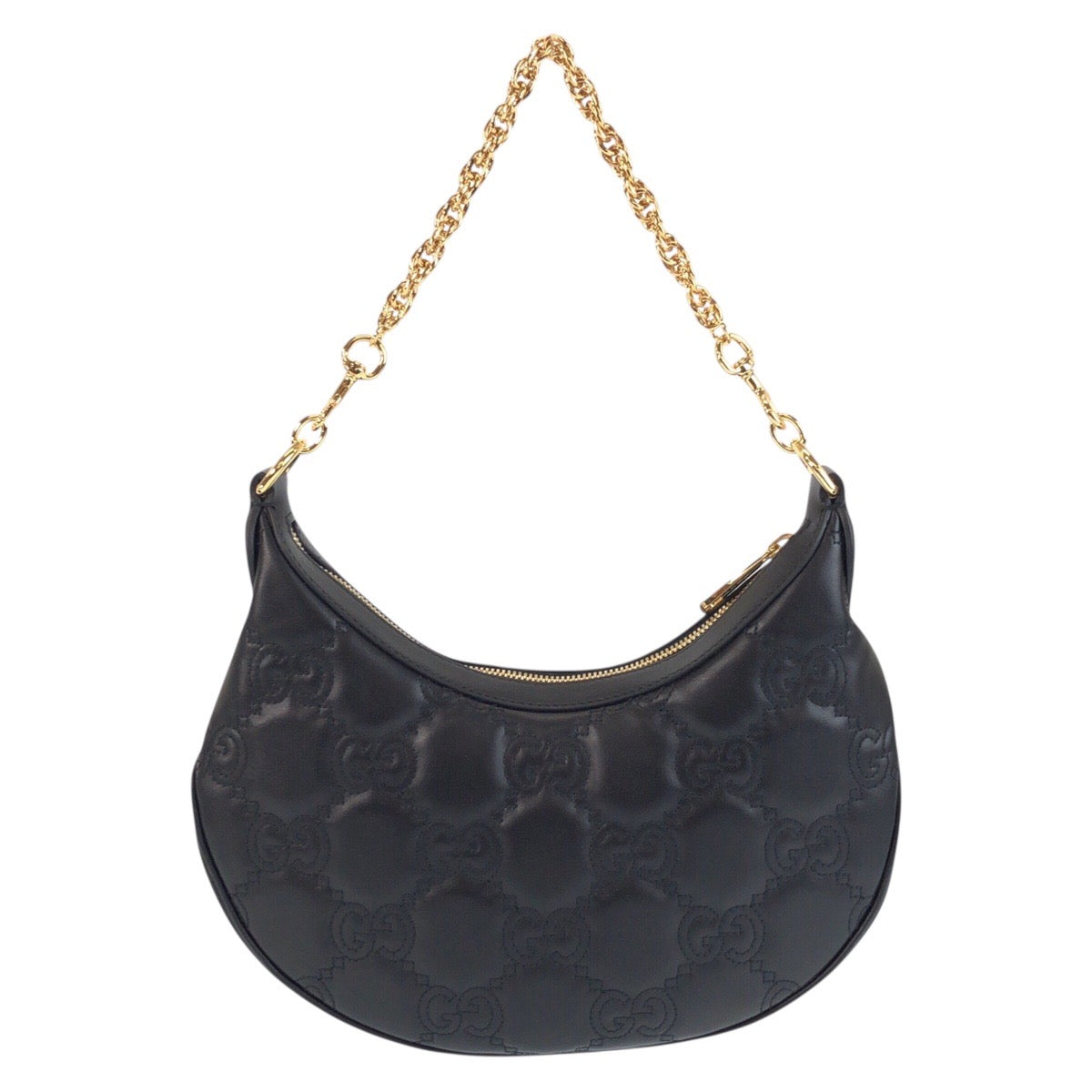GUCCI Shoulder Bag leather Black GoldMetal Marmont GG matelasse