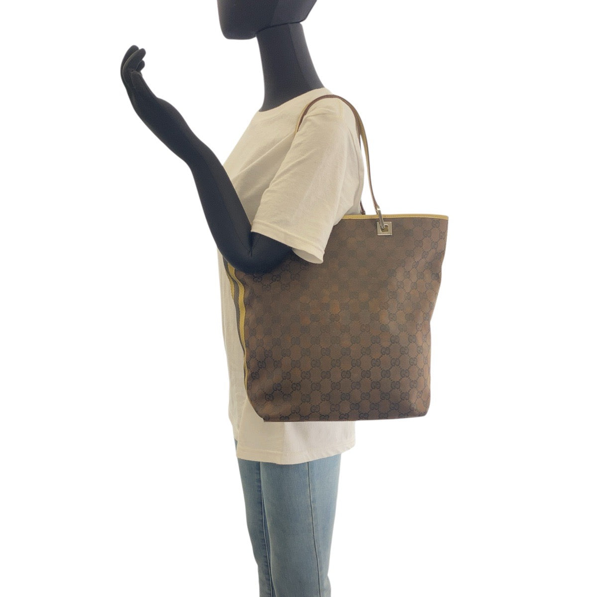GUCCI Tote Bag 31243 GG canvas, leather Brown Multicolor SilverMetal Tote Bag Shoulder Bag Women