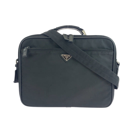 PRADA Shoulder Bag Nylon Black SilverMetal Test Triangle With logo