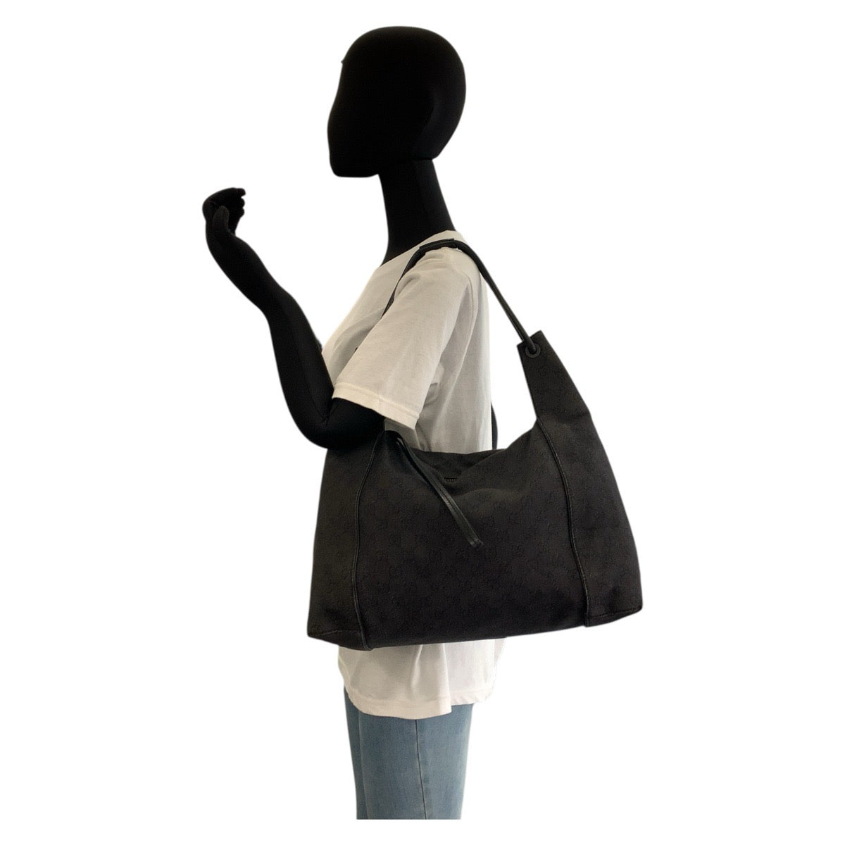GUCCI Shoulder Bag 101292 GG canvas, leather black Women