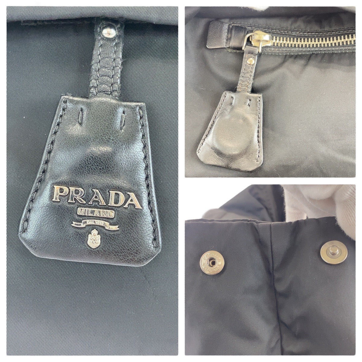 PRADA Tote Bag Nylon black Test Triangle With logo - Style 2