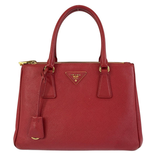 PRADA Handbag leather Red Gold Metal Safiano Galleria
