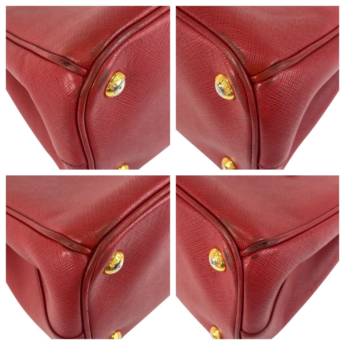 PRADA Handbag leather Red Gold Metal Safiano Galleria