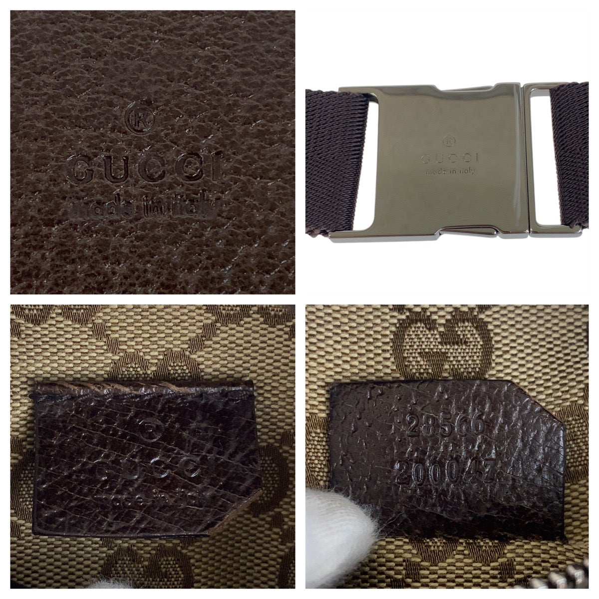 GUCCI Sling bag 28566 GG canvas Beige Brown SilverMetal