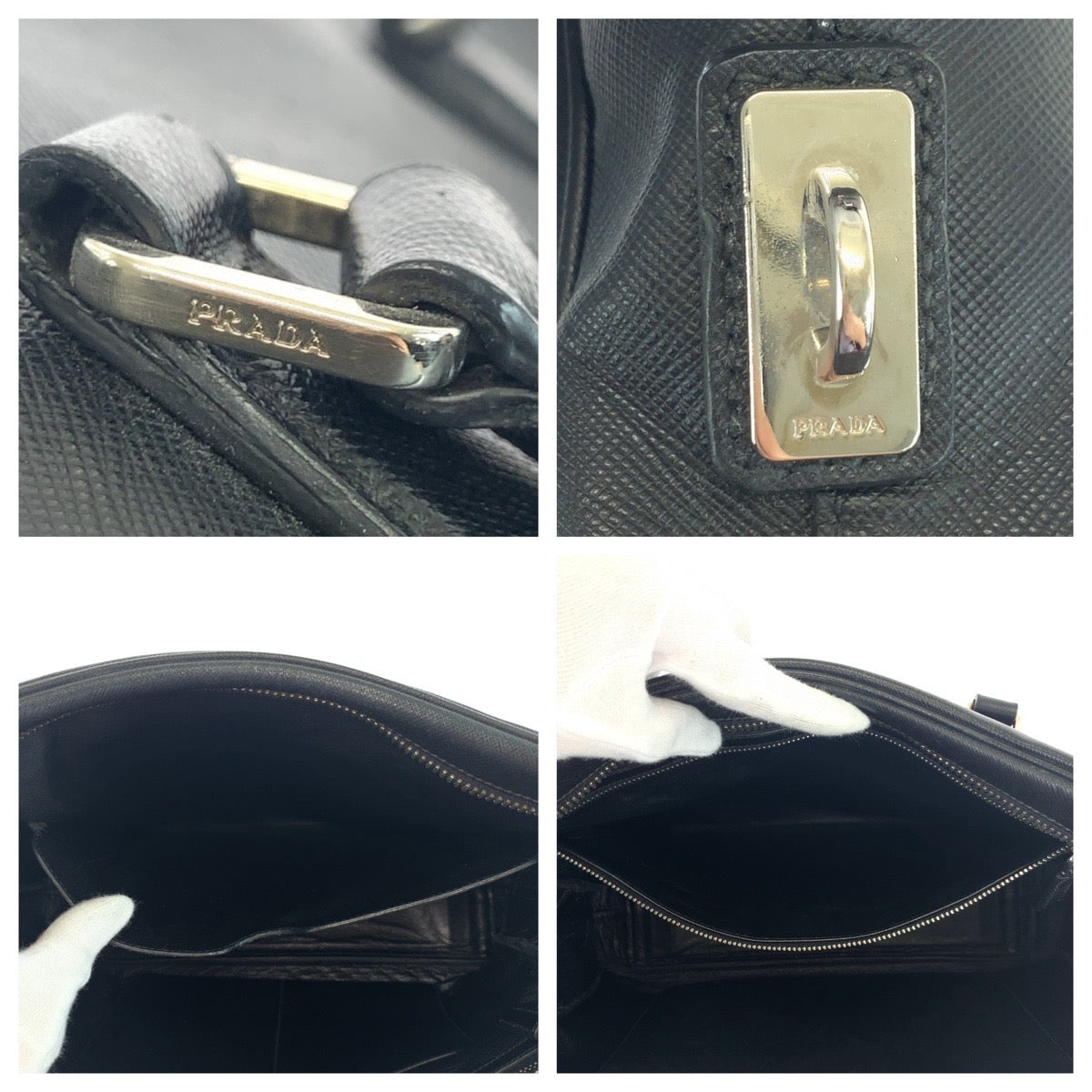 PRADA Business bag leather black Business bag briefcase Safiano Triangle With logo mens