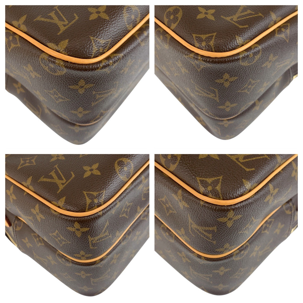 LOUIS VUITTON Shoulder Bag PVC Brown Gold Metal Monogram Reporter GM