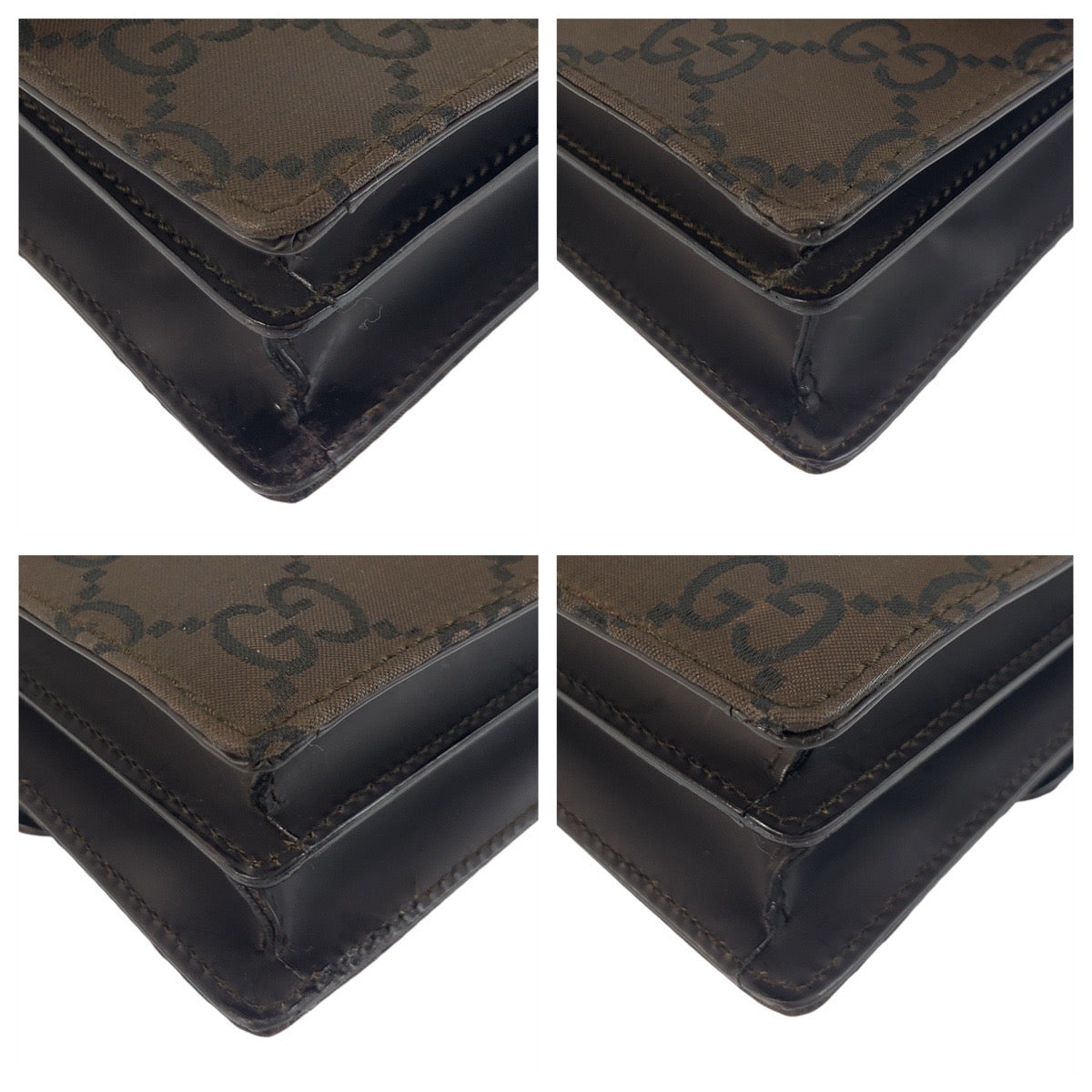 GUCCI Clutch bag 018 1600 Nylon Brown Silver Metal Clutch bag business bag GG pattern mens
